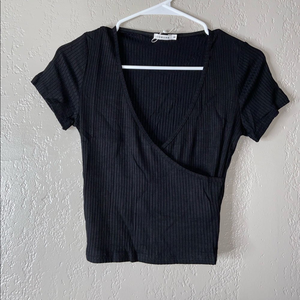 Ribbed Surplice Tee